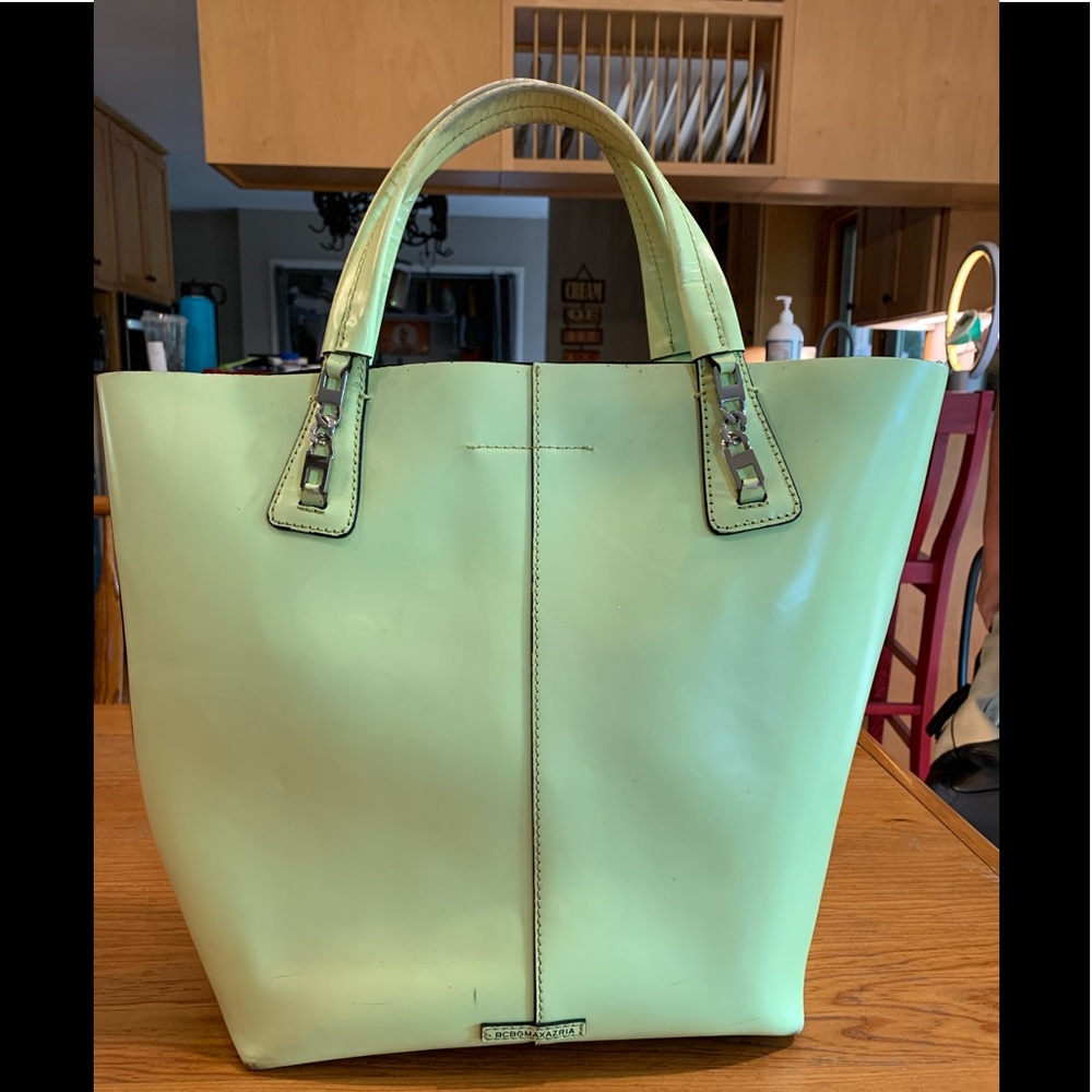 BCBGMAXAZRIA Green Leather Tote